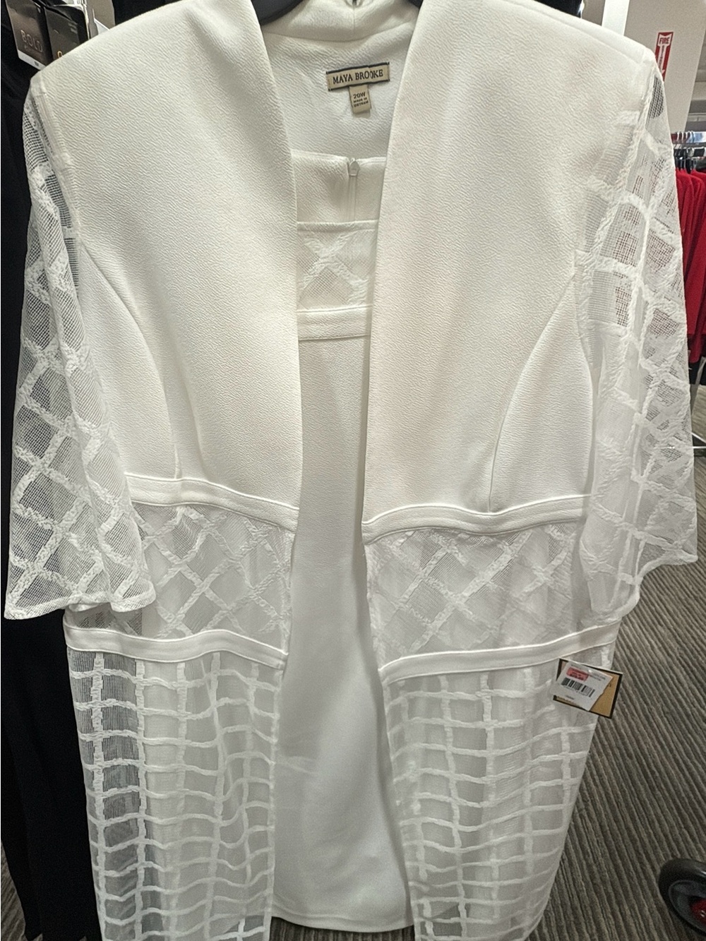 Maya Brooke White Lace-Trim Maxi Dress
